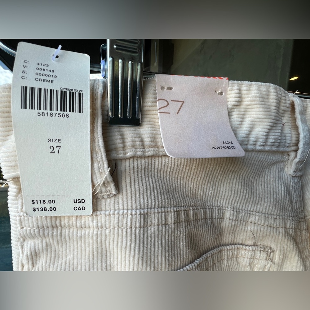 Pilcro | The Slim Boyfriend Corduroy Jeans | NWT Cream 27 - Picture 9 of 16